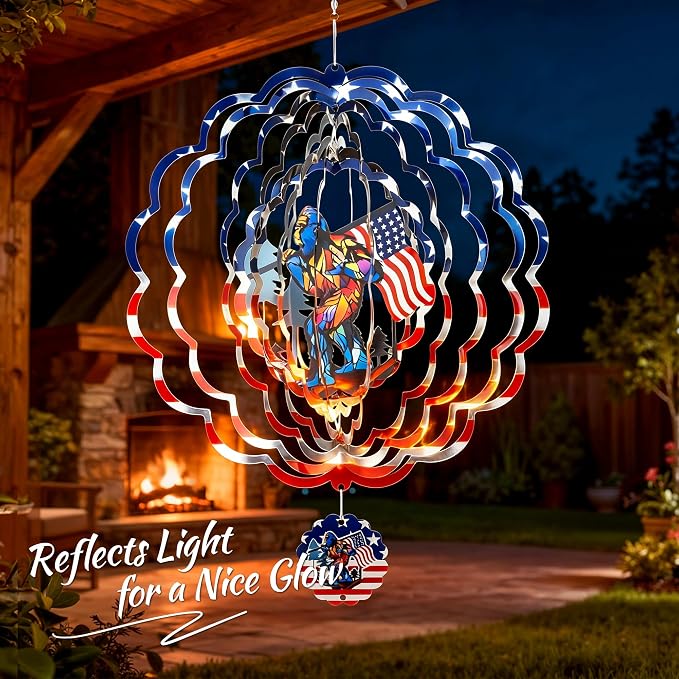 Bigfoot Garden Decoration 12 Inch Wind Spinner with Sasquatch | Outdoor Garden Decor 12 Inch Stainless Steel, Hanging Yard Art for 250th Patio & Indoor Use, Gifts for Men Dad Husband