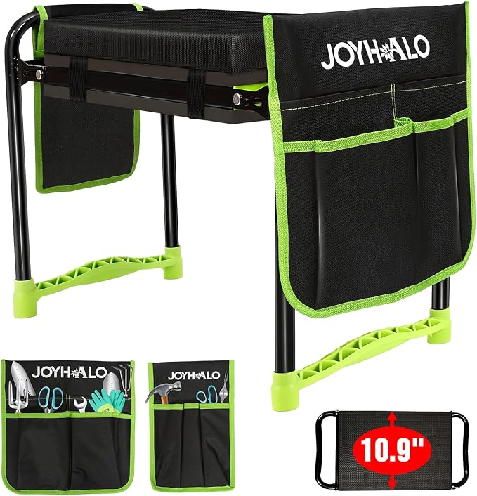 10.9in Wide Foldable Garden Kneeler and Seat, Heavy Duty with Thick Pad | Garden kneeler seat for seniors, Thick kneeling pad, Gardening stool, Foldable, Kneel & sit stool, Planting & weeding aid