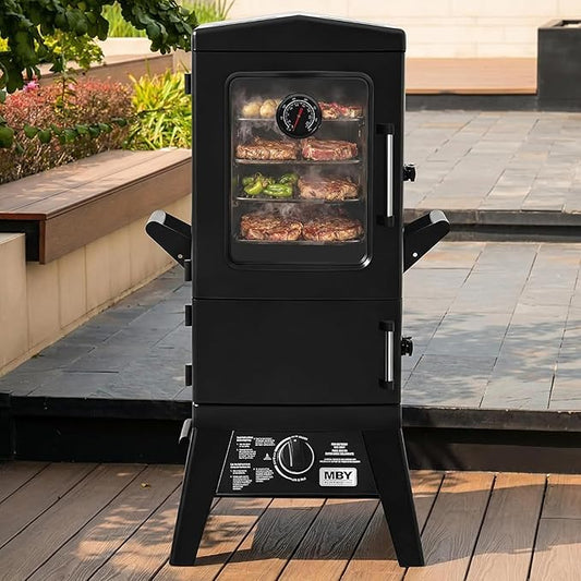 Vertical Lagre Propane Smoker with Cover & 4 Cooking Grates, Large Cooking Space, Heavy Duty & Weather-Resistant for Backyards,Smoke Ribs,Brisket,Chicken