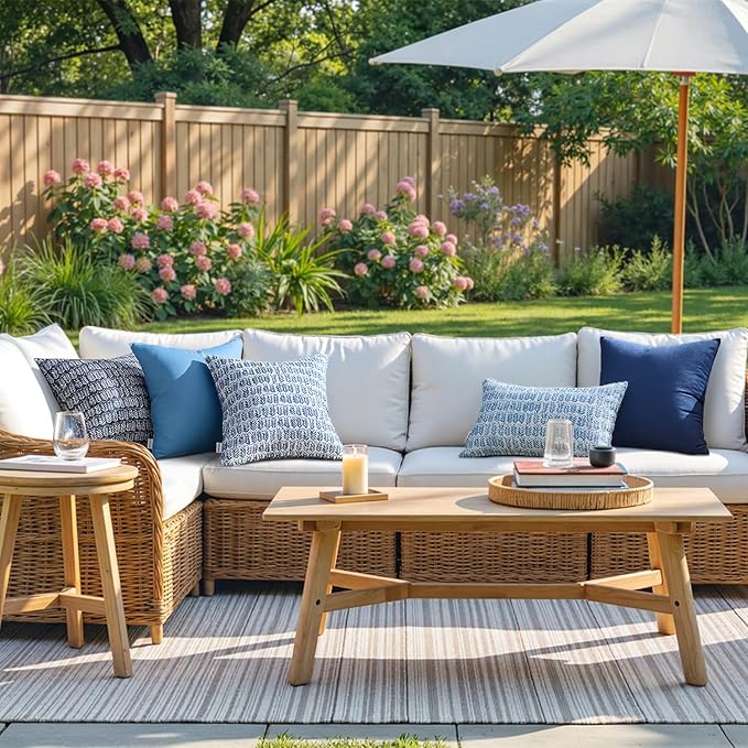 MIULEE Outdoor Pillows with Inserts Set of 2 18x18 Inch Dark White | Patio Waterproof Fade Resistant Fluffy Throw Pillows Decorative Garden Natural Accent Leaves Cushion for Home Sofa Decor