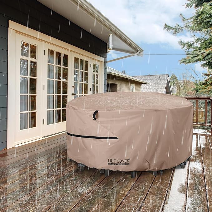 ULTCOVER 48 inch Round Patio Table Cover for Waterproof Outdoor Furniture Set Cover