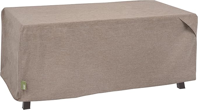 Modern Leisure Garrison Patio Ottoman/Coffee Table/Fire Pit Cover - Water-Resistant Fabric - Heavy-Duty Protection for Outdoor Patio Furniture - 48" L x 25" W x 18" H - Sandstone