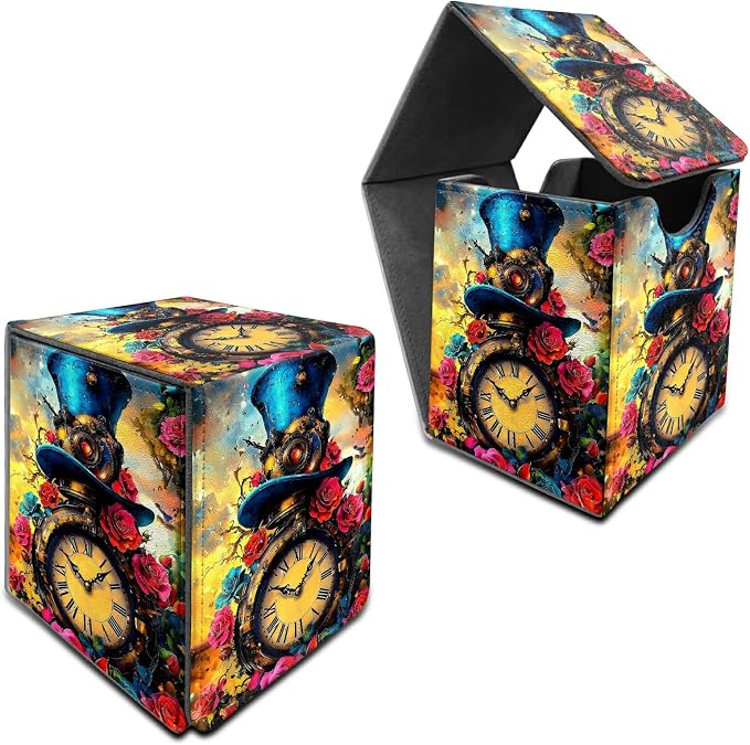 Sunflower Yellow Cow Card Deck Box for MTG, Personalized Card Storage Case Fits 120+ Sleeved Cards, Premium Leather TCG Box with Strong Magnetic Closure for Magic, CCG, PTCG, Baseball Cards