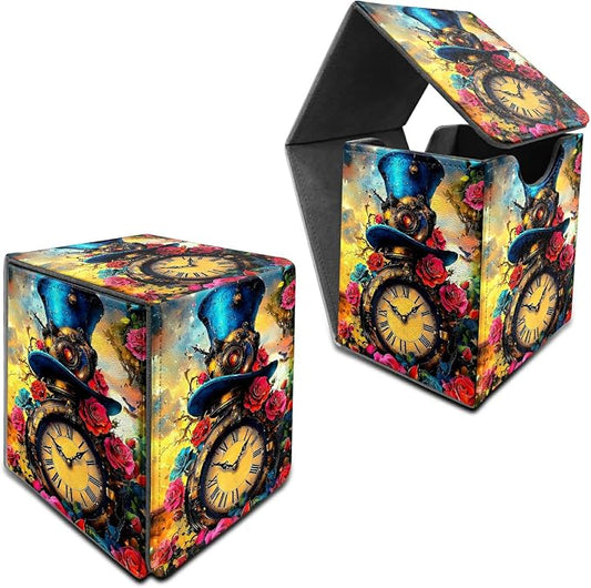 Sunflower Yellow Cow Card Deck Box for MTG, Personalized Card Storage Case Fits 120+ Sleeved Cards, Premium Leather TCG Box with Strong Magnetic Closure for Magic, CCG, PTCG, Baseball Cards