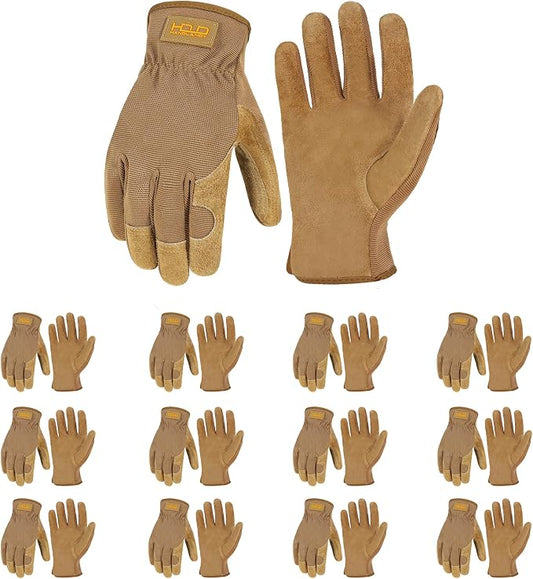 HANDLANDY Leather Gardening Gloves, Leather Work Gloves for Men Women | Durable Utility Men Women Garden Yard Working Glove, for Landscaping, Mechanic, Construction, Driving, Farming, Ranching
