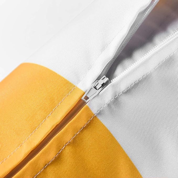 Pack of 2 Decorative Outdoor Waterproof Striped Throw Pillow Covers 12x20 | Yellow,Solid, Polyester Linen Garden Farmhouse Cushion Cases for Couch Sofa Patio Tent Balcony