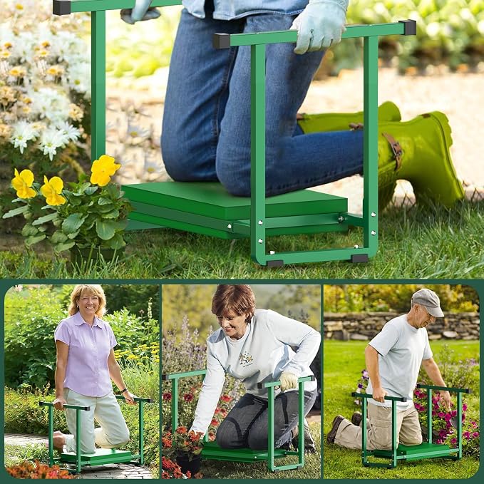 Garden Kneeler and Seat, 10.2" Stable and Save Anti-Tipping with Handle | Multifunctional Gardening Stool for Seniors Kneeler Bench, Gardening Gifts for Women, Seniors Grandparents, Gray