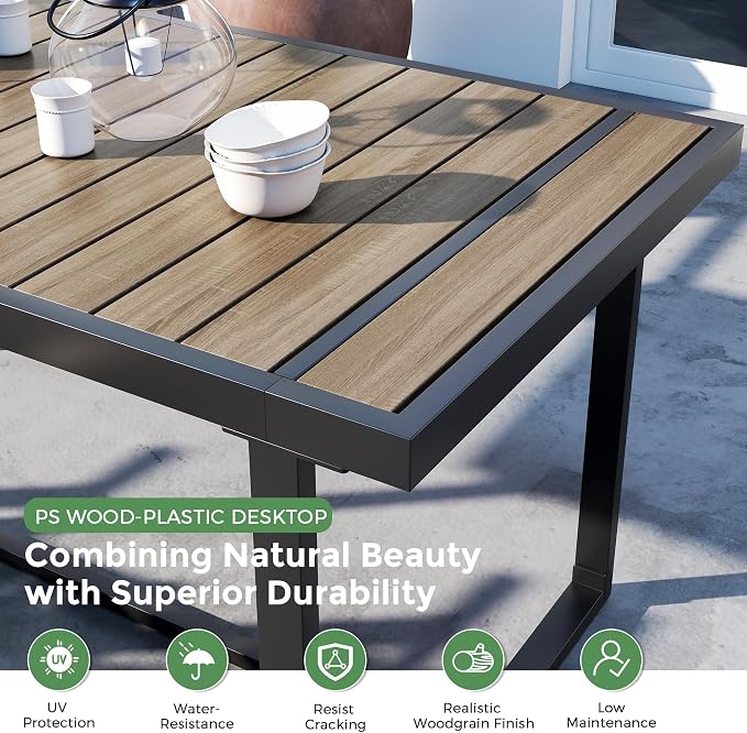 Jocoevol Outdoor Dining Set for 6 Patio Furniture Set 7 Piece Patio Table and Chairs Set Includes 67" Rectangle Table and 6 Textilene Dining Chairs, All Weather Patio Dining Sets for Backyard Garden