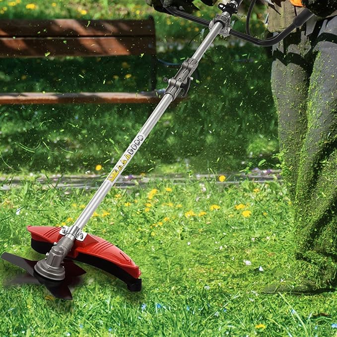 52CC Lawn Mower,2-Stroke Gas Powerful Hedge Trimmer,Full Functioning Guard Accessories,Weed Eater,Gas Straight Shaft String Backpack Grass Trimmer for Garden Yard Weeding Work Red