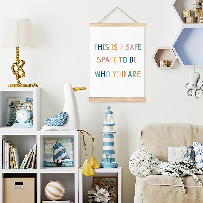 FDHSPAAM Safe Space Sign Wall Art Decor, Calming Corner Poster for Classroom, Boho Mental Health Safe Space Wall Art Posters for Classroom School Counselor Office Calm Down Corner, 12x16 Inch