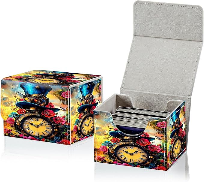 Card Deck Box for MTG, Cards Storage Box Fits 120+ Sleeved, Leather Small Size Strong Magnetic Closing Card Case for Board Games Magic TCG CCG Baseball Collection, Sunflower Yellow Cow