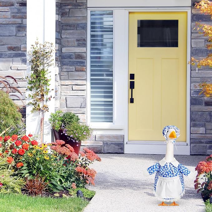 FuWeave Summer Porch Goose Outfit for 17" Daisy Lawn Goose Costume Clothes for Outdoor Patio Yard Lawn Art Decoration