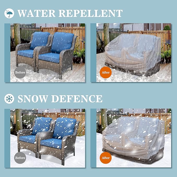 OVIOS Patio Furniture Set Cover Outdoor Sectional Sofa Couch Chair Ottoman Waterproof Covers General Purpose, 58" L x 36" W x 34" H, Beige-Brown