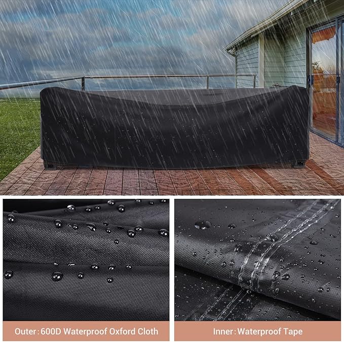 Patio Furniture Set Cover Waterproof, Mrrihand Outdoor Sectional Sofa Set Cover Heavy Duty 600D Table and Chair Set Cover 98" L× 78" W× 30" H