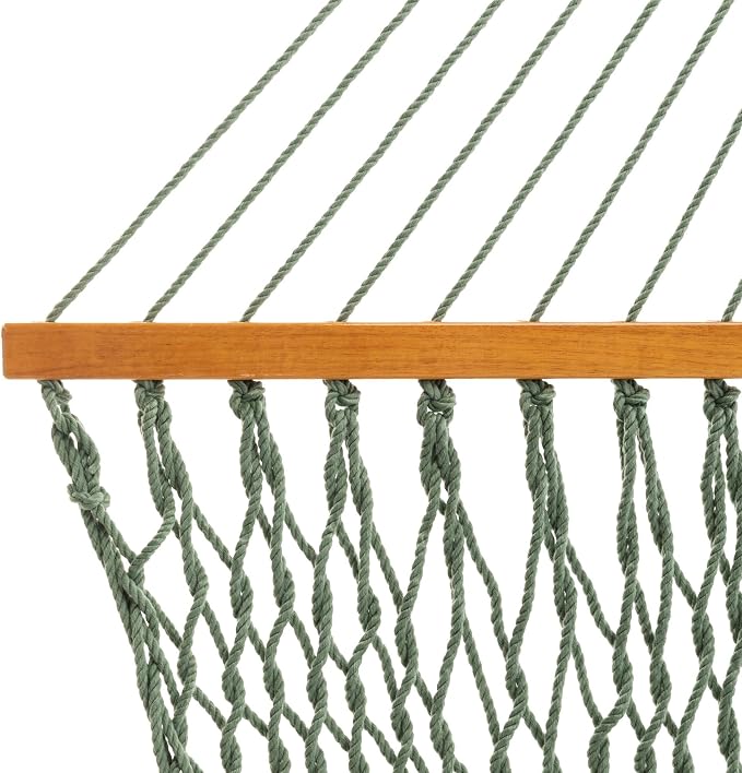 Original Pawleys Island Deluxe Meadow DuraCord Rope Hammock – 13 ft. x 65 in, 2-Person, 450 lb Capacity, Oak Spreader Bar, Zinc-Plated Hardware, Handcrafted in the USA