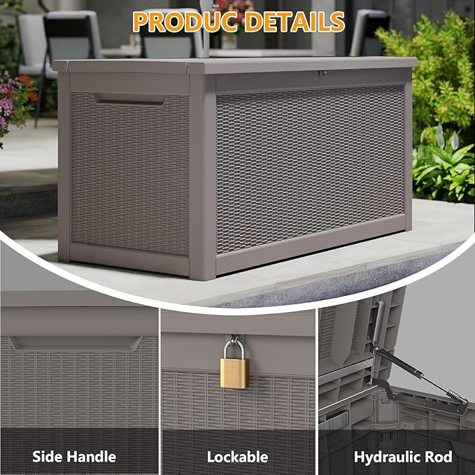 320 Gallon Outdoor Storage Box Wateproof, Extra Large Storage Organizer for Patio Furniture Accessories, Garden Tools, Indoor Storage for Cushion, Slate Grey