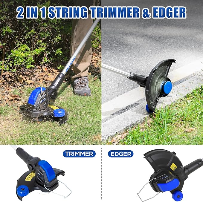 BILT HARD 20V Cordless Weed Wacker and Blower Combo, 12” Electric String Trimmer Edger with 2 x 4.0Ah Batteries and Dual Charger, Lightweight Leaf Blower for Lawn Care