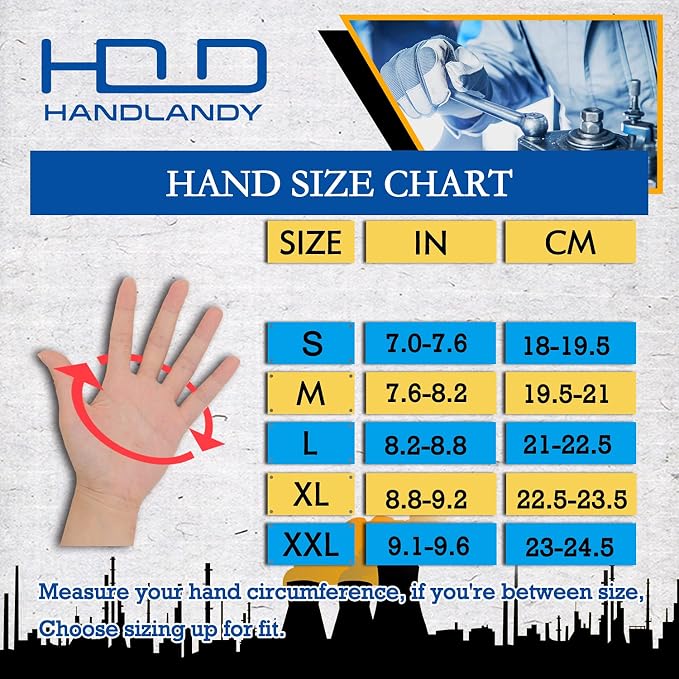 HANDLANDY Leather Gardening Gloves, Leather Work Gloves for Men Women | Durable Utility Men Women Garden Yard Working Glove, for Landscaping, Mechanic, Construction, Driving, Farming, Ranching