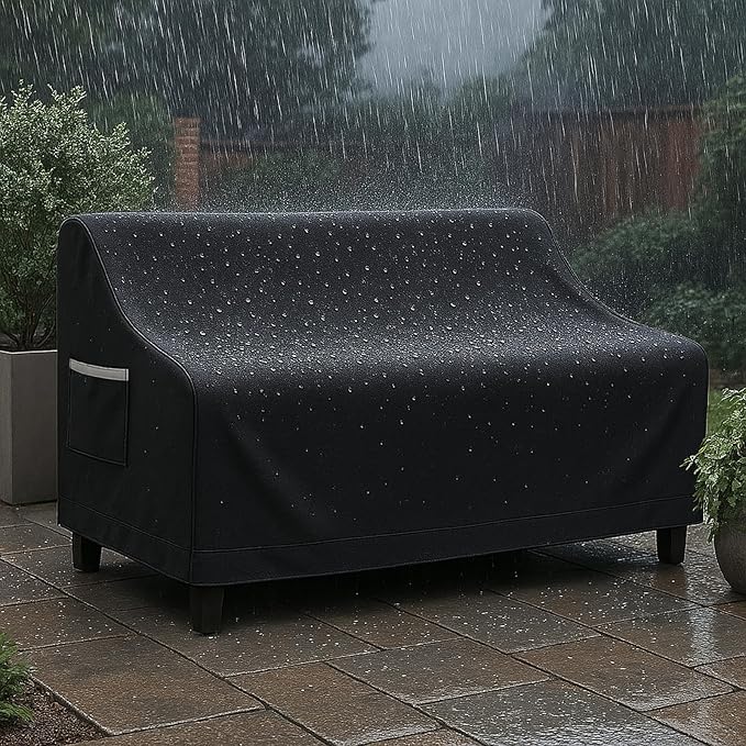 Waterproof Patio Loveseat Cover, 78.7W x 38.2D x 35H inches Heavy Duty 600D Weather-Resistant Outdoor Furniture Protector Black