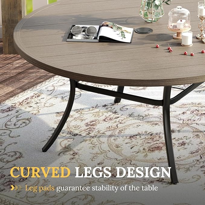 VICLLAX Patio Dining Set for 8-63" Round Table & Cushioned Wicker Seats