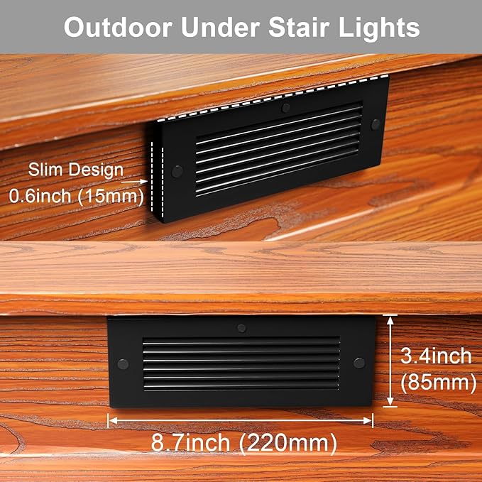 Low Voltage Step Lights, RGBCW, 5W, 8.7 Inch, Black, 12V LED RGB Color Changing for Wired Low Voltage Landscape Lighting of Outdoor Deck Stair Step Fence, Concrete, Surface Mount, ETL, 1PK
