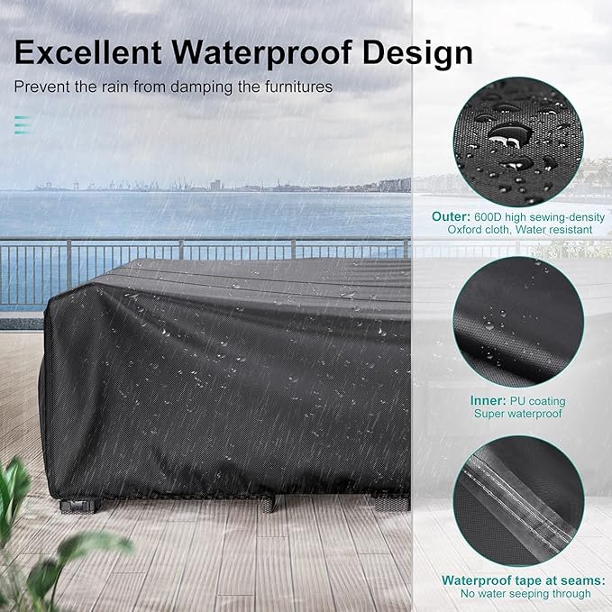 Patio Furniture Covers, Heavy Duty Outdoor Furniture Cover Waterproof, Sectional Sofa Set Covers Table and Chair Set Cover, 98"L×78"W×32"H