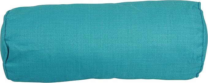Blazing Needles Solid Outdoor Corded Bolster Throw Pillow, 20" x 8", Aqua Blue 2 Count (9814-CD-S2-REO-SOL)