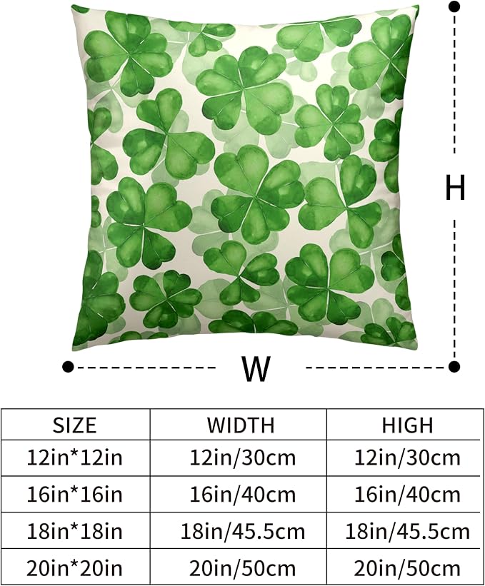 Saint Patricks Day Pillow Covers 18x18 Green Clover Pillow Case Set of 2 Lucky Charm Throw Pillow Covers St Patricks Cotton Blend Cushion Case for Living Room Sofa Couch