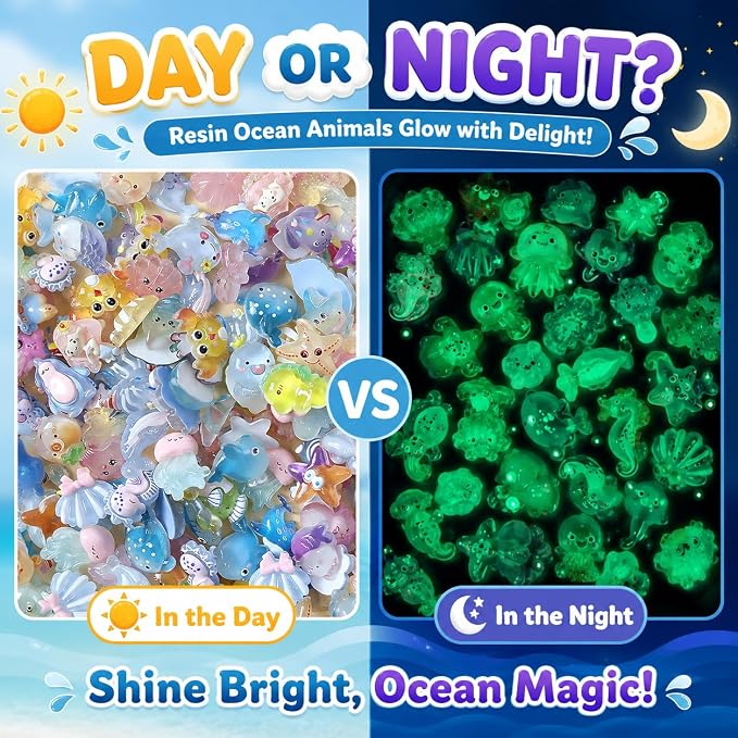 100PCS Ocean Mystery Blind Bags Mini Resin Animals, Cute Sea Creature Blind Box Surprise Toys, Tiny Figures for Kids Ocean Animal Collectibles for Party Favors DIY Crafts Phone Decor Classroom Prize
