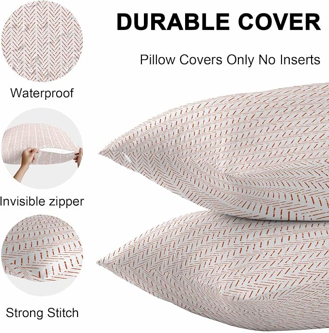 Vandarllin Outdoor Throw Pillows Covers 16x16 inch Set of 2 Waterproof OrangeStripes Decorative Zippered Cushion Covers for Patio Furniture, Modern Art Lines Lumbar Pillowcases