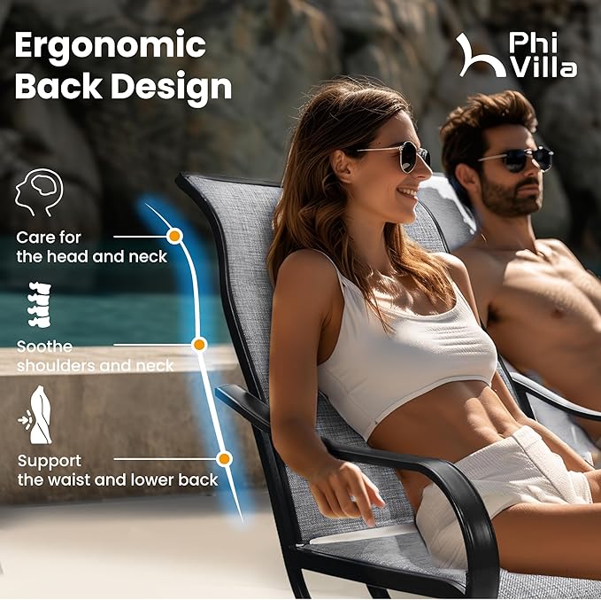 PHI VILLA 8 Piece Patio Dining Set with 13ft Patio Umbrella (Beige), 6 Outdoor Swivel Dining Chairs & 1 Large Metal Dining Table with 1.57" Umbrella Hole, for Deck Lawn Garden