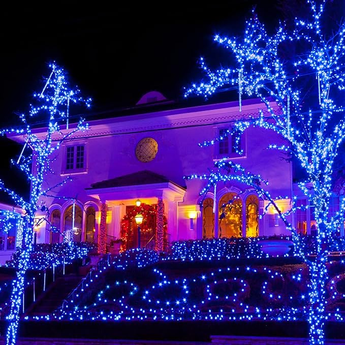 Halloween String Lights 33Ft 100LED Blue Fairy Lights Indoor Outdoor Waterproof with Remote Timer Black Wire for Hanging Garden Party Holiday Halloween Decor