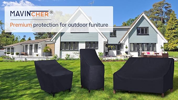Stackable Patio Chair Covers for Outdoor Furniture, Outdoor Chair Covers Waterproof, 600D Heavy Duty Lawn Outside Barstool Covers,Fits for 4-6 Stackable Dining Chairs,27"Lx27"Wx49"H, 4 Pack