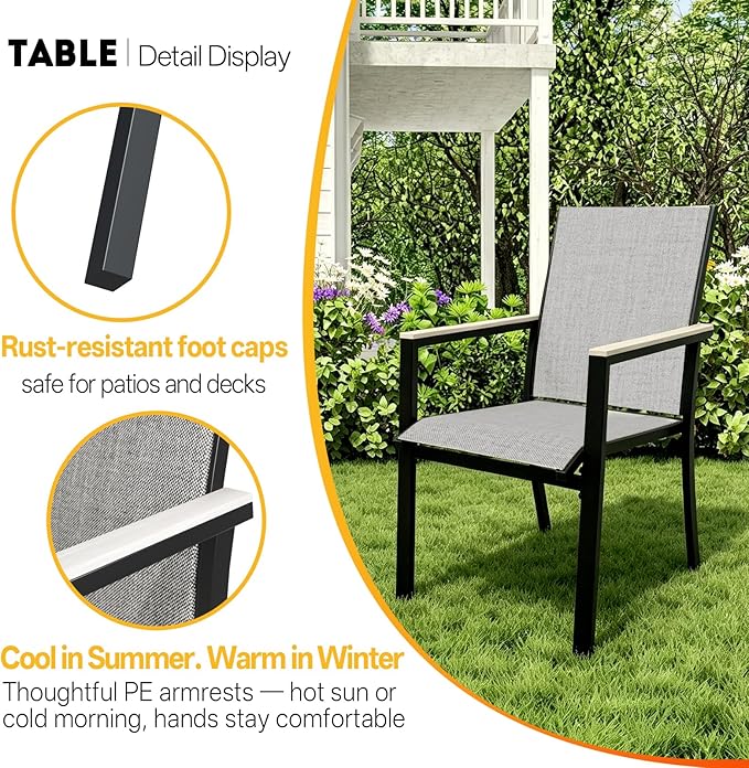 MEOOEM Outdoor Patio Dining Sets for 8, Outdoor Expandable Long Tables and Textilene Sling Chairs Set of 8, All Weather Heavy Duty 9-Piece Outdoor Patio Table and Chairs for Garden, Backyard