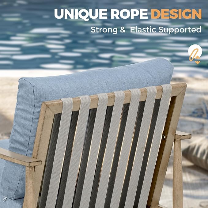 HAPPATIO Patio Outdoor Furniture Set - 4 Piece Aluminum Patio Conversation Set with 1 Coffee Table, 2 Swivel Chairs and 1 Three-Seater Sofa, Aluminum Outdoor Furniture Set for Yard Deck(Brown)