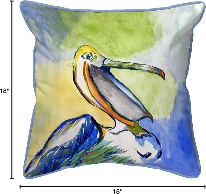 Betsy Drake Happy Pelican Large Indoor/Outdoor Pillow 18x18