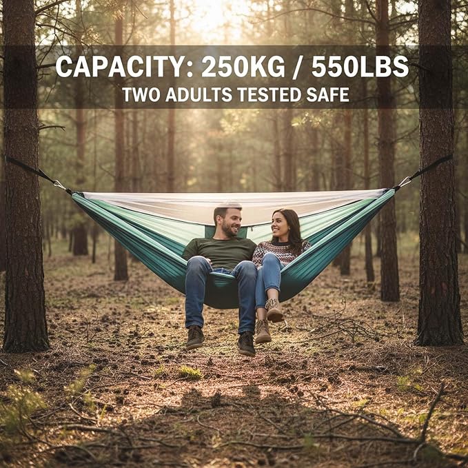 YSUEFIJO Outdoor Portable Hammock for Garden Or Camping, Lightweight Hammock with Strong Fabric, Comfortable Hammock for Relaxation, Easy to Hang Hammock, Perfect for Travel and Patio