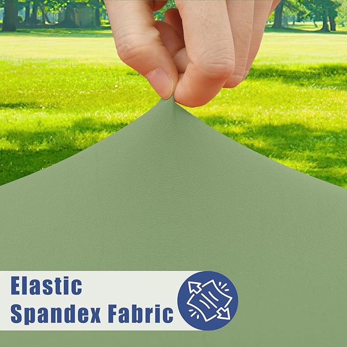 Moosfor Spandex Picnic Table Cloth 2 Pack, Elastic Fitted Tablecloths for Square Tables, Stretch Washable Patio Table Cover for Outdoor, Camping, Banquet and Parties (Sage Green, 34"x34")