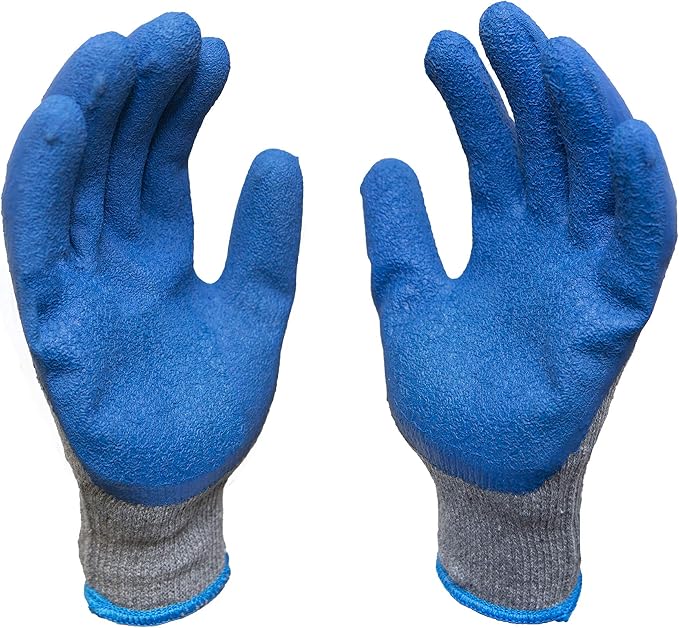 G & F PRODUCTS - 3100L-DZ-Parent Large Rubber Latex Double Coated Work Gloves for Construction, gardening gloves, heavy duty Cotton Blend Blue (Pack of 120)