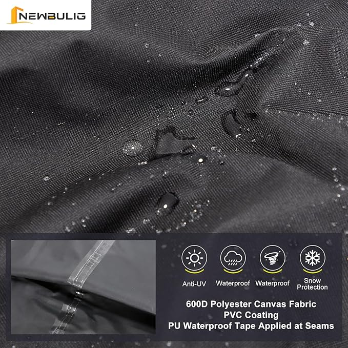 NEWBULIG Waterproof Patio Furniture Covers, Heavy-Duty 600D 108"L x 82"W x 28"H All-Weather Outdoor Furniture Cover Anti-UV with Air Vent for Couch, Sectional Sofa, Table and Chair, Black