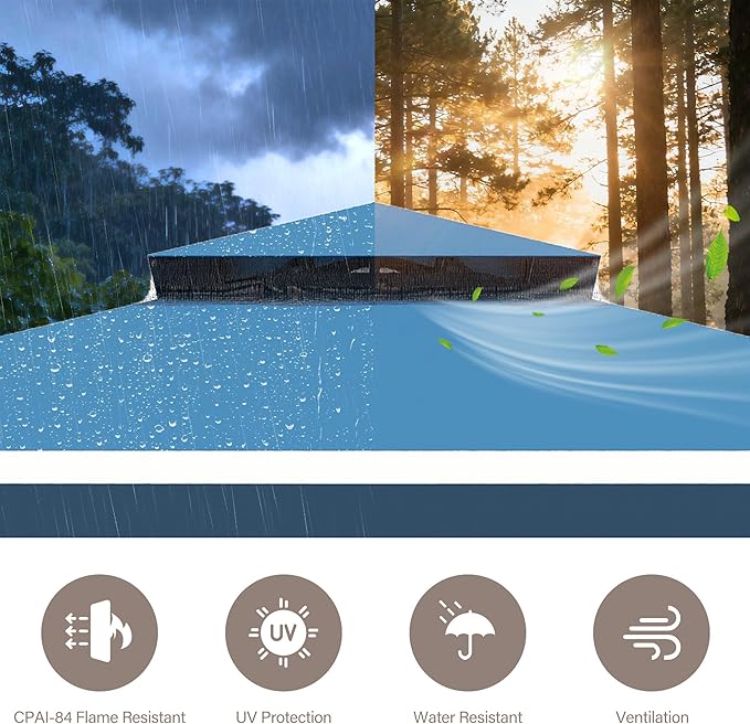 LAUSAINT HOME Patio Gazebo 10'x10', Outdoor Heavy Duty Party Tent Shelter with Double Roofs, Mosquito Nettings and Privacy Screens for Backyard, Garden, Lawn, Steel Blue