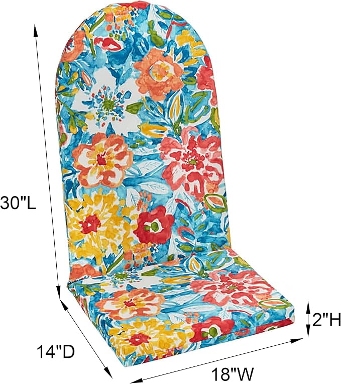 BrylaneHome Bh Outdoor Performance Adirondack Chair Cushion - Bright Cobalt Cabana