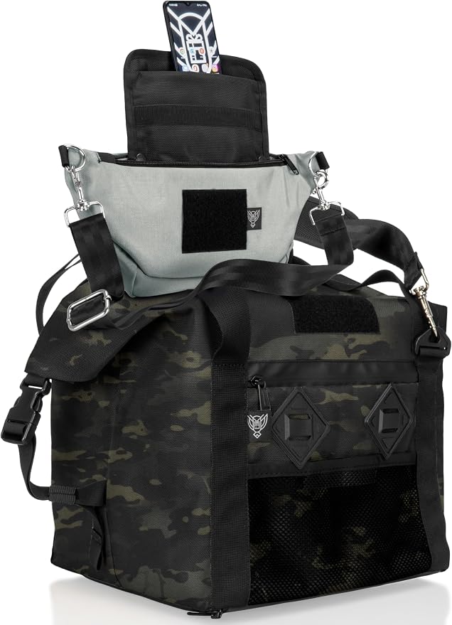 Xtreme Sight Line ~ AQUA G CUBƎ 25 Waterproof + SLING Cross-Body Faraday Bag ~ Protects Against EMP/CME/EMF/RF ~ Diamond Form Faraday Lined Interior ~ Midnight Multicam Combo