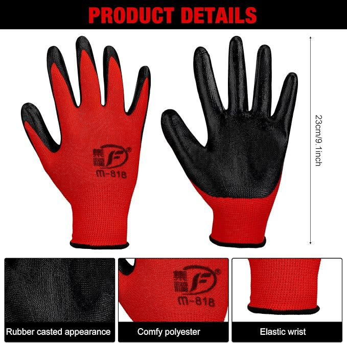 Gardening Gloves for Men Women Breathable Rubber Coated Working Gloves for Outdoor Gardening Yard Work