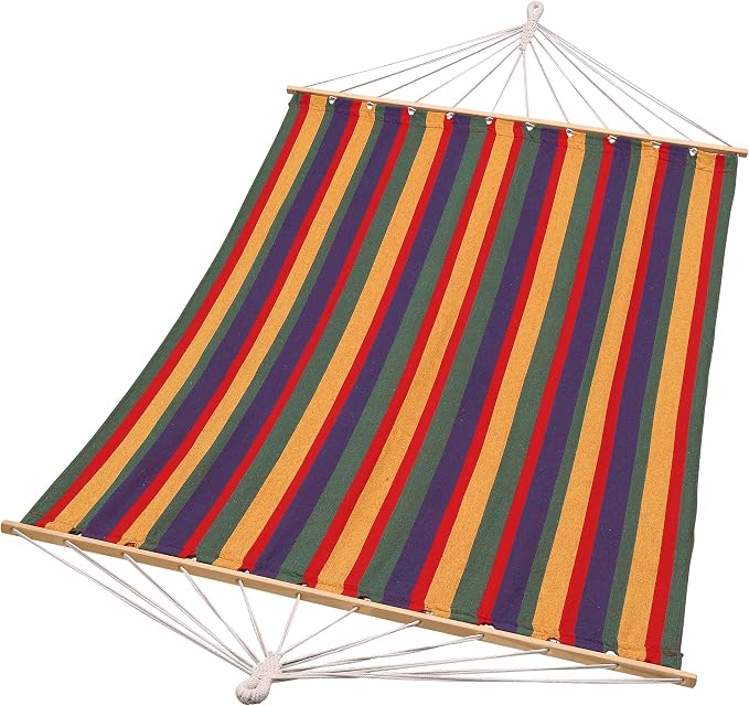 Sterling Sports Hammock for 2 Persons, 5ft Wide 420 lbs Capacity, Wooden Spreader for Outdoor Patio Yard Poolside, Tropical Rush