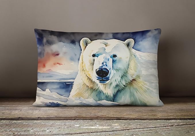 Caroline's Treasures DAC2977PW1216 Polar Bear Throw Pillow Machine Washable, Indoor Outdoor Decorative Pillow for Couch, Bed or Patio, 12HX16W
