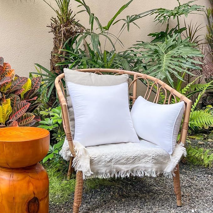 24x24 Waterproof Outdoor Square Pillow Inserts, 2 Pack | Hypoallergenic & machine washable. Soft yet supportive, stays plump. Waterproof protection for patio, sofa, bed, garden.