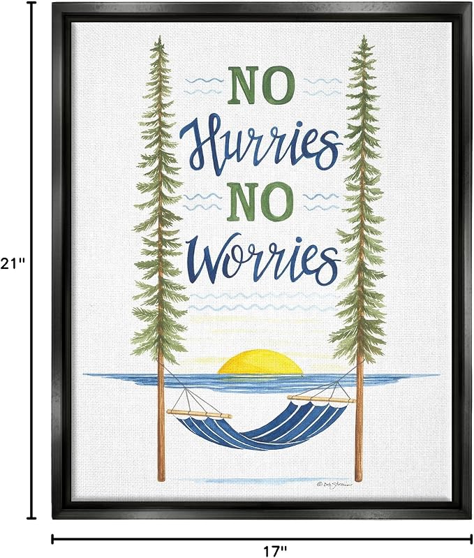 Hammock Scene Coastal Lakehouse Calm, 16 x 20 Inch Canvas in Floater Frame | Stupell Industries · By Deb Strain · Ready to hang · Easy lake house decor · Made in USA