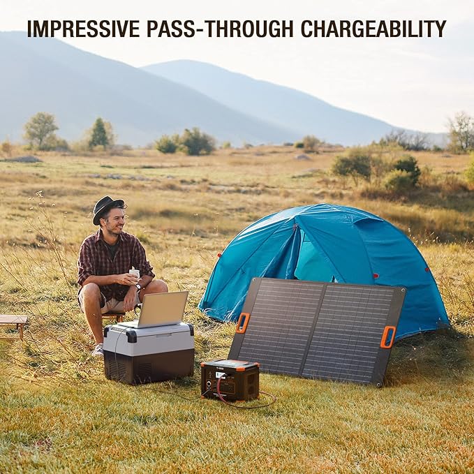 Portable Power Station 500W(Peak 1000W), 519.48Wh Outdoor Solar Generator Backup Battery Pack with 2 AC Outlets, 500W 10-Port Powerhouse for RV/Van Camping Fishing Climbing Road Trip Home Emergency