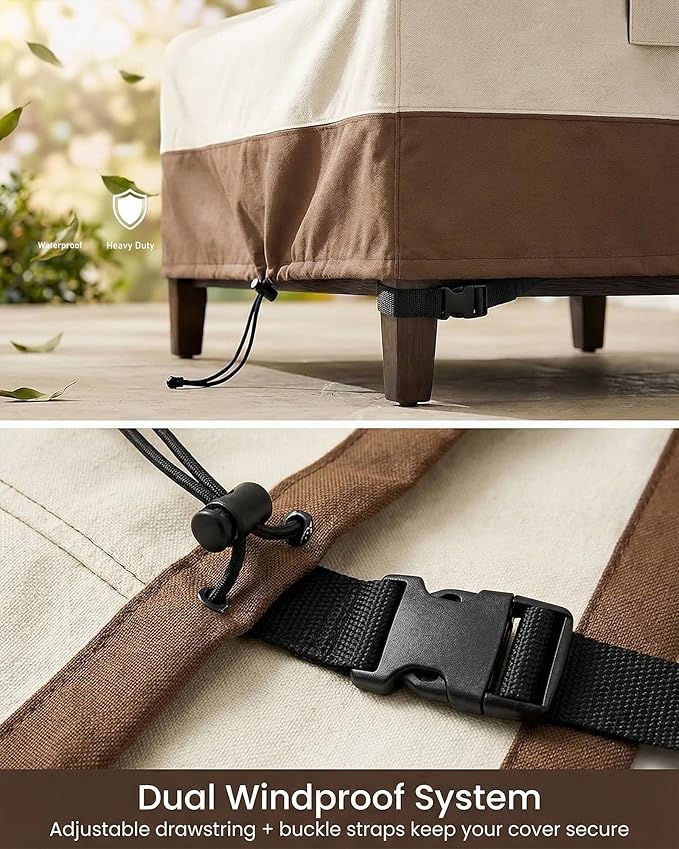 Outdoor Sofa Cover, Waterproof Patio Furniture Cover 78.7W x 38.2D x 35H inches Heavy Duty 600D Oxford Fabric White and Coffea